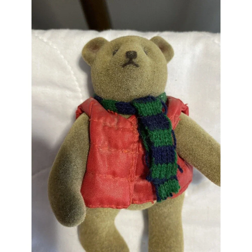 Gund Miniature Jointed Winter Teddy Bear Puffer Jacket Scarf Vintage HTF
